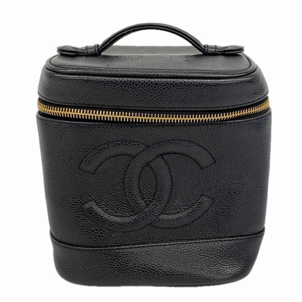 CHANEL Black Caviar Leather Vanity Bag